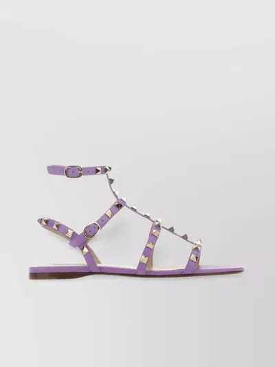 Valentino Garavani Stud Detail Strap Sandals In Purple