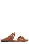 Valentino Garavani Rockstud Leather Flat Sandals In Brown