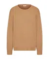 Valentino Cashmere Crewneck Jumper With Stud In Brown