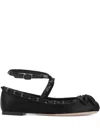 Valentino Silk Rockstud Ballet Flats In Black