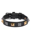 Valentino Stud Embellished Leather Bracelet In Black