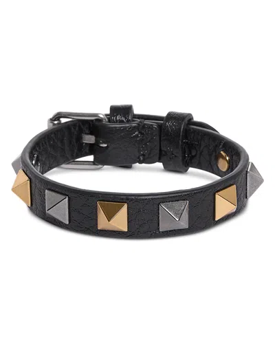 Valentino Garavani Stud Embellished Leather Bracelet In Black
