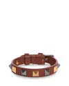 Valentino Garavani Stud Embellished Leather Bracelet In Brown