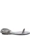 Valentino Stud-embellished Strap Sandals In Silver