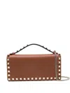 Valentino Stud-embellished Top-handle Mini Bag In Brown