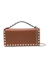 Valentino Stud-embellished Top-handle Mini Bag In Brown