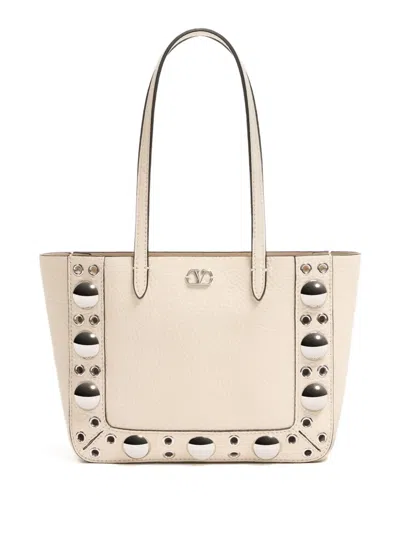 Valentino Garavani Nellcôte Shopping Bag In Light Ivory