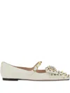 Valentino Stud-embellishments Leather Ballet Flats In White