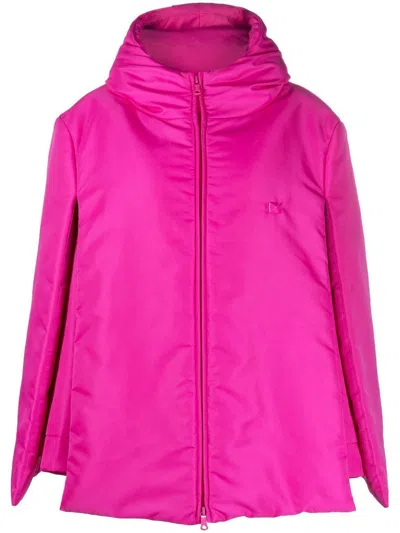 Valentino Stud Short Cape Coat In Pink