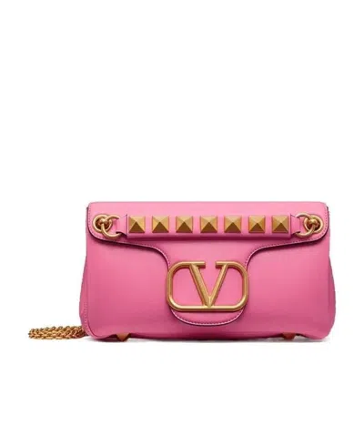 Valentino Garavani Stud Sign Shoulder Bag In Pink