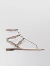 Valentino Studded Ankle Strap Sandals With Open Toe In Beige