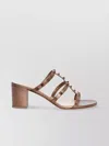 Valentino Studded Block Heel Leather Sandals