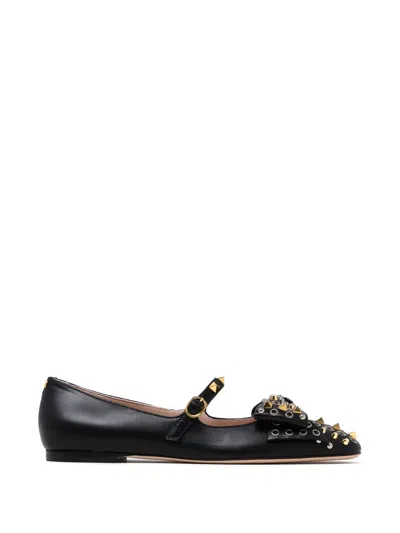 Valentino Garavani Studded Bow Ballet Flats In Black