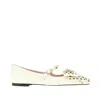 Valentino Mary-jane Bowow Ballerina In Kidskin With Studs In White