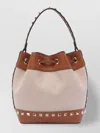 Valentino Studded Bucket Bag With Top Handle And Adjustable Strap