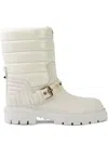 Valentino Studded Buckle Boots In White