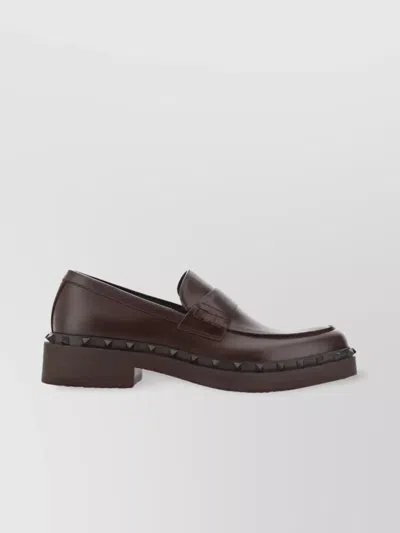 Valentino Garavani Studded Calfskin Penny Loafer In Multicolor