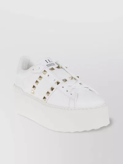 VALENTINO GARAVANI STUDDED CALFSKIN PLATFORM SNEAKERS