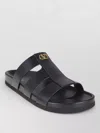 Valentino Studshield Calfskin Slides In Black