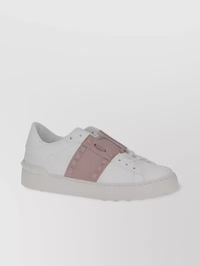 Valentino Garavani Studded Calfskin Sneakers Rubber Studs In White
