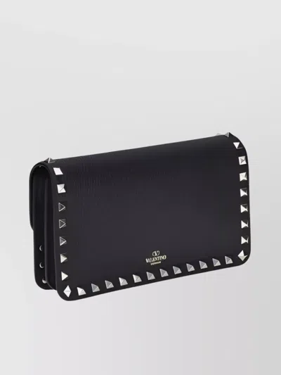 Valentino Garavani Studded Chain Flap Pouch In Black