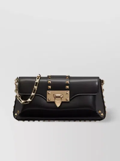 Valentino Garavani Studded Chain Shoulder Bag In Black