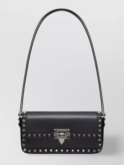 Valentino Garavani Valentino Rockstud23 East-west Leather Hobo Bag In Black