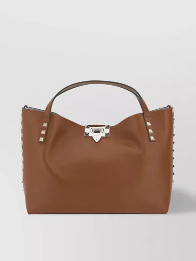 Valentino Garavani Studded Detailing Grained Leather Tote