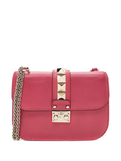 Pre-owned Valentino Garavani Studded-details Chain-strap Satchel Bag In Pink