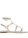 Valentino Studded-embellishment Ankle-strap Flat Sandals In Multi