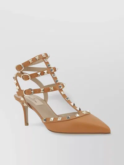 Valentino Garavani Studded Geometric Toe Pumps In Gold