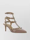 Valentino Garavani Studded Geometric Toe Pumps In Neutral