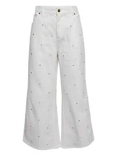 Pre-owned Valentino Studded Jeans In White