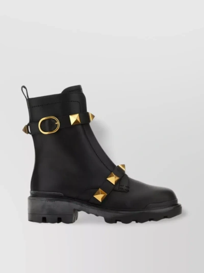 VALENTINO GARAVANI STUDDED LEATHER ANKLE BOOTS