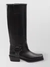 Valentino Studded Leather Biker Boots With Square Toe