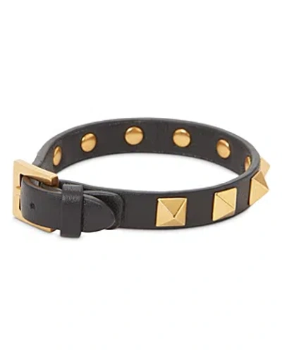 Valentino Garavani Studded Leather Bracelet In Black