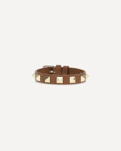 Valentino Garavani Studded Leather Bracelet In Brown