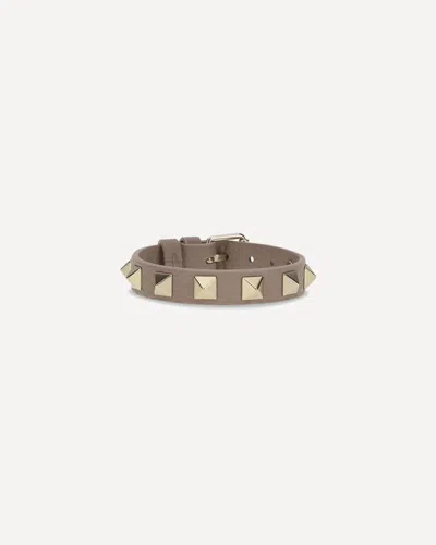 Valentino Garavani Studded Leather Bracelet In Gray