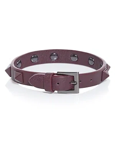 Valentino Garavani Studded Leather Bracelet In Purple