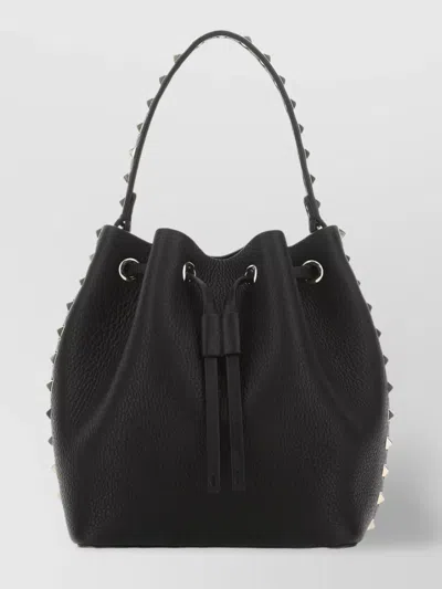 Valentino Garavani Studded Leather Bucket Bag In Black