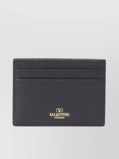 Valentino Garavani Studded Leather Card Holder With Textured Finish