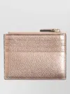 Valentino Studded Leather Coin Purse With Metallic Finish In Pink