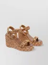 Valentino Studded Leather Cork Wedge Sandals