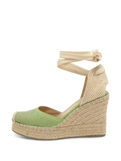 Pre-owned Valentino Garavani Studded Leather Espadrille Sandals In Neutral