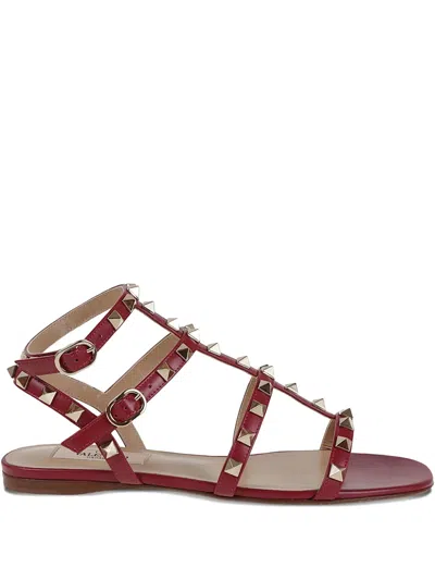 VALENTINO GARAVANI STUDDED LEATHER FLAT SANDALS