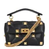 Valentino Garavani Medium Roman Stud Shoulder Bag In Black