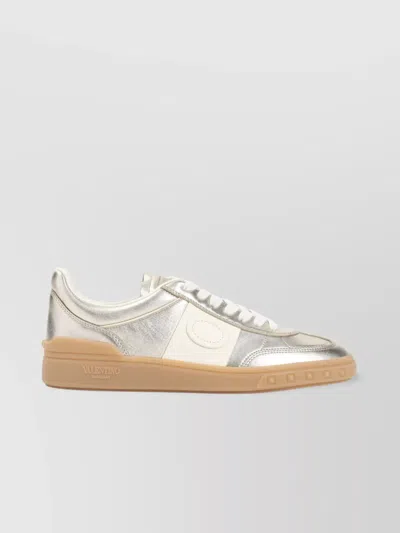 VALENTINO GARAVANI STUDDED LEATHER SNEAKERS METALLIC FINISH