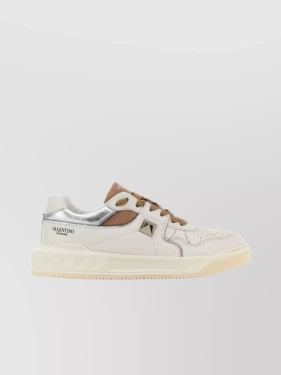 Valentino Garavani Studded Leather Sneakers With Molded Sole In White