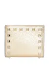 Valentino Studded Leather Wallet In Gold