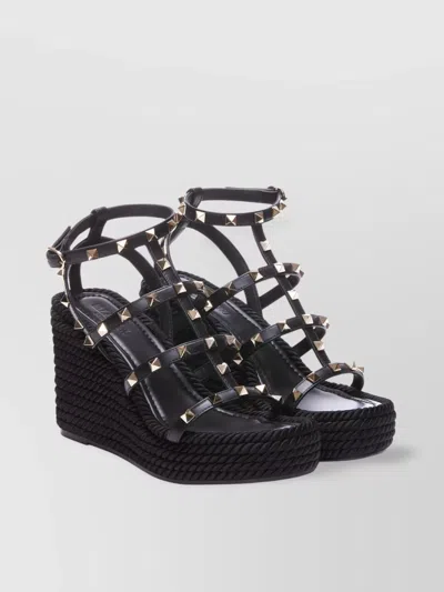 Valentino Garavani Studded Leather Wedge Sandals